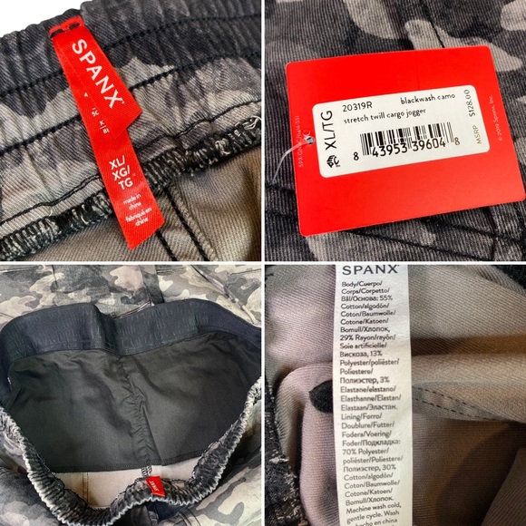 Spanx Camo Cargo Joggers Stretch Twill Blackwash Size X-Large NWT - Picture 16 of 16